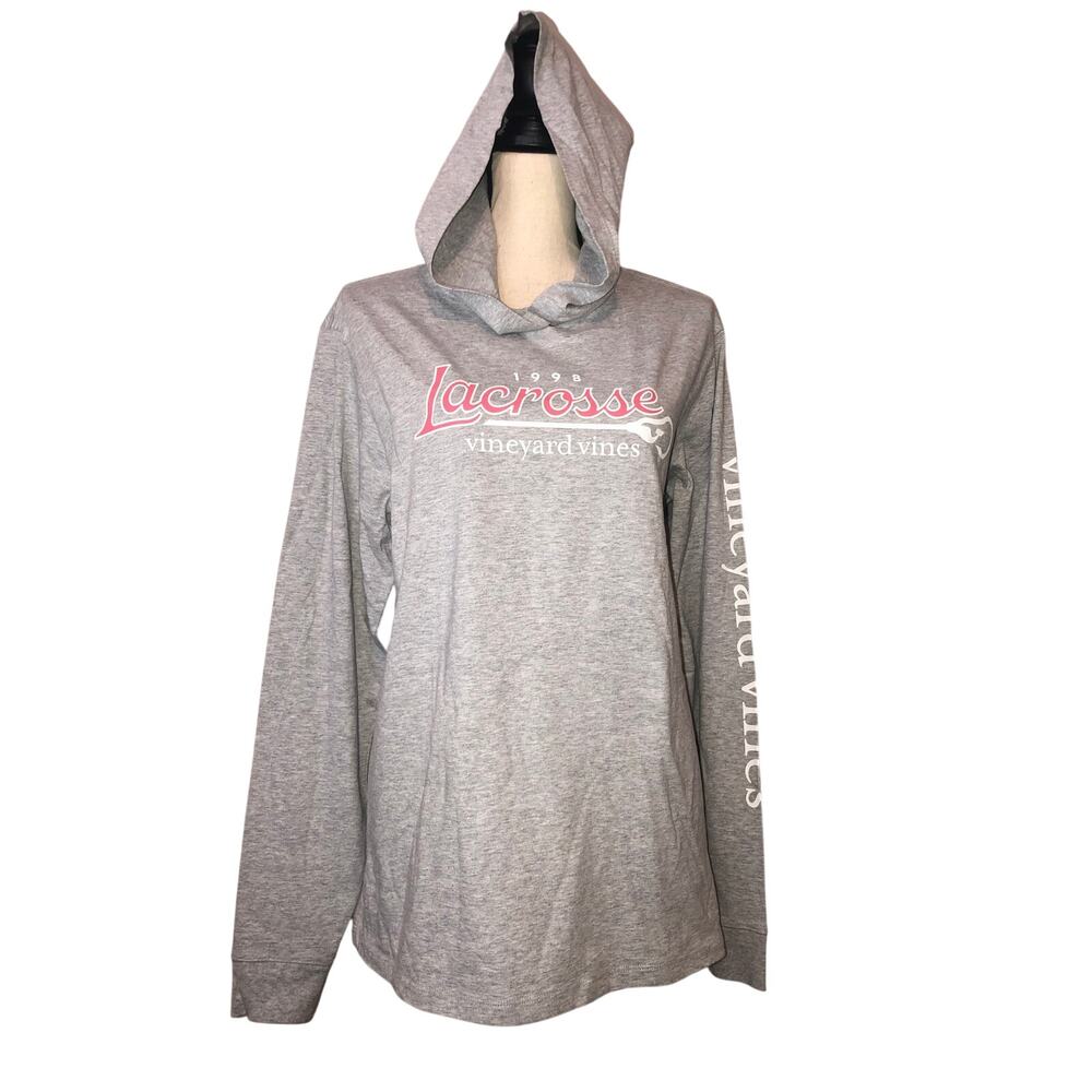 Vineyard Vines Lacrosse Hoodie Mens Size S Gray Graphic 1998 Long Sleeve Unisex